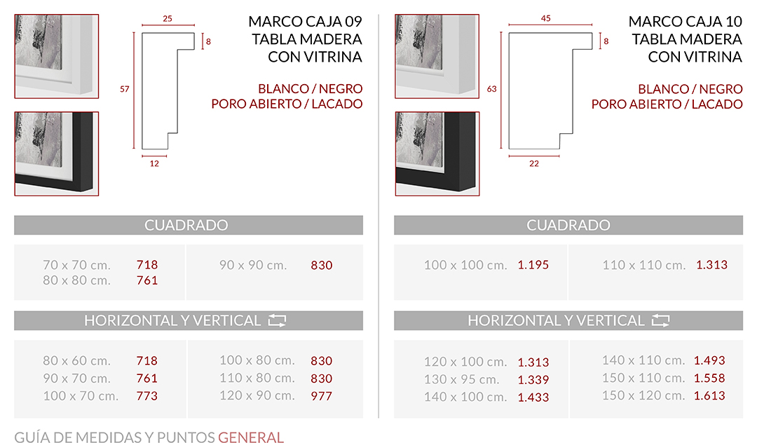 Medidas Marco Caja 09 con Vitrina y Tabla Madera XXL